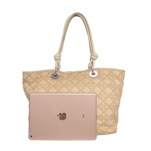 Dior Panarea Beige Tan Leather Canvas Tote - Picture 3 of 16